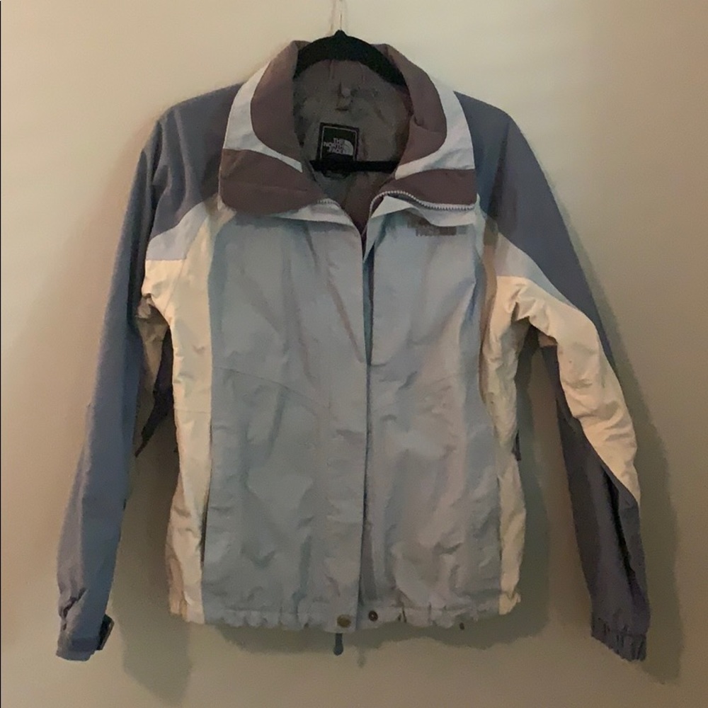 The North Face light blue ski shell jacket.